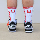 Elite Socks in White/Red